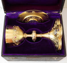 Solid silver gilt antique French Gothic Chalice.